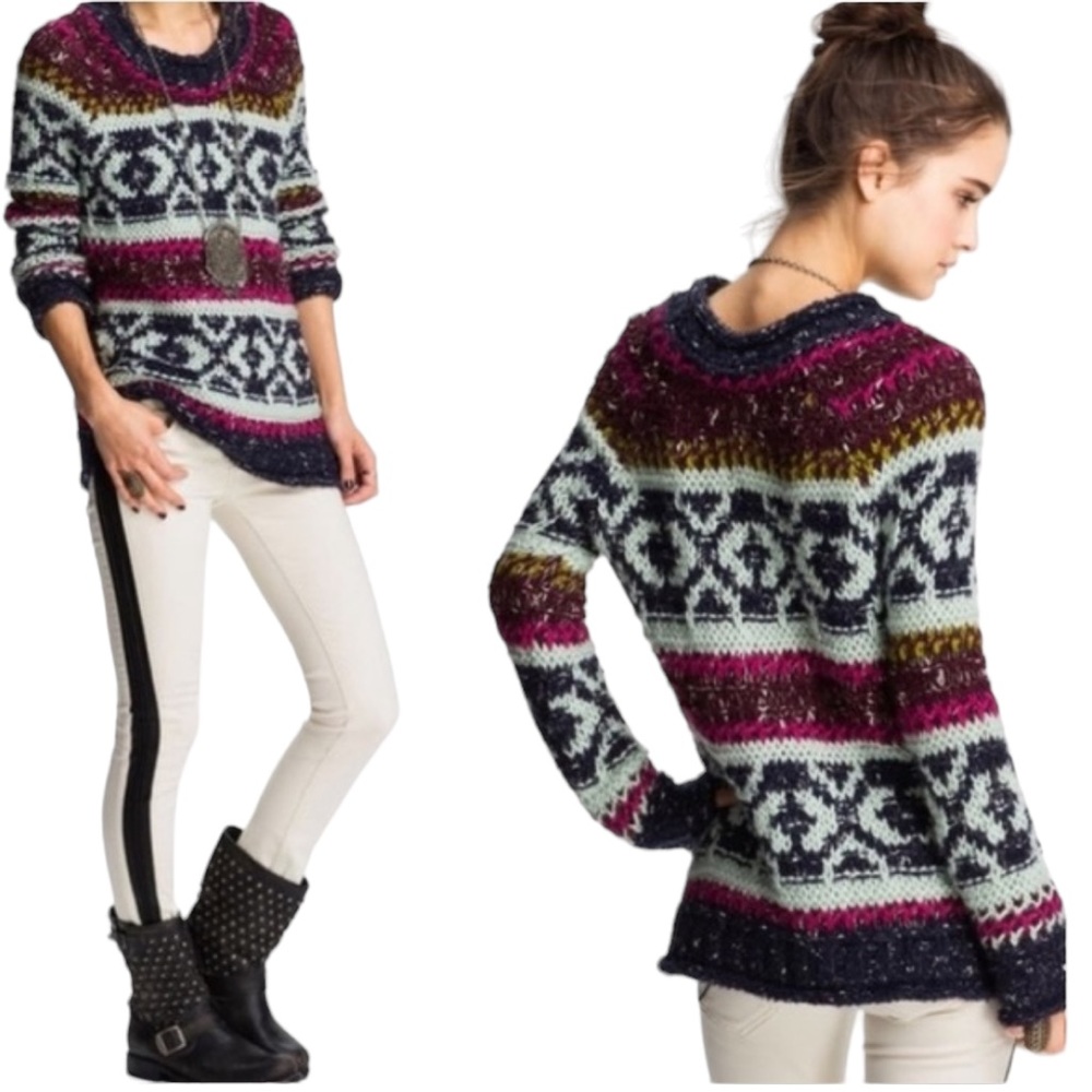 Free People “Silver Reed Fair Isle” Chunky Sweater